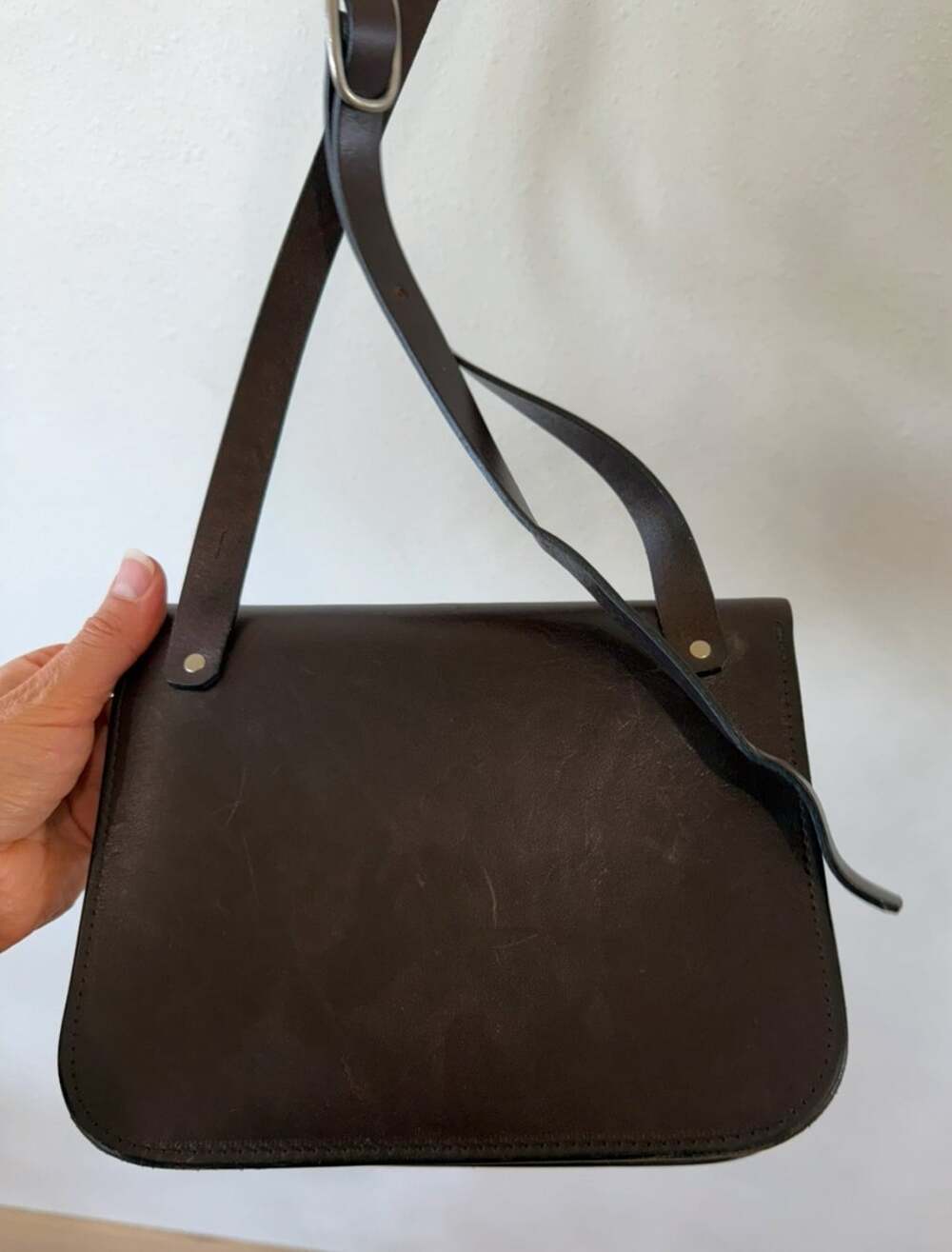 Handmade Unbranded Brown Leather Crossbody Sling Purse Women’s Latch - Picture 3 of 8